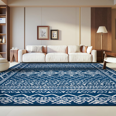 Tapis bleu marine / ivoire Cambree Southwestern