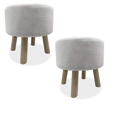 Ensemble de 2 repose-pieds avec repose-pieds en polyester blanc Ginni