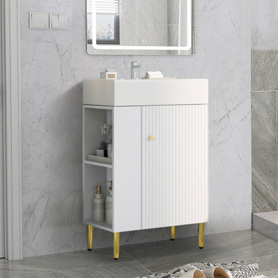 Melanciano 21.6'' Single Bathroom Vanity with Cultured Marble Top