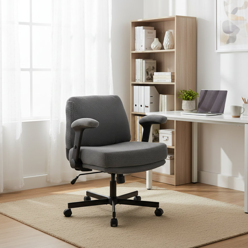 Polyester Task Chair Breathable Waffle Pattern Design, Gray