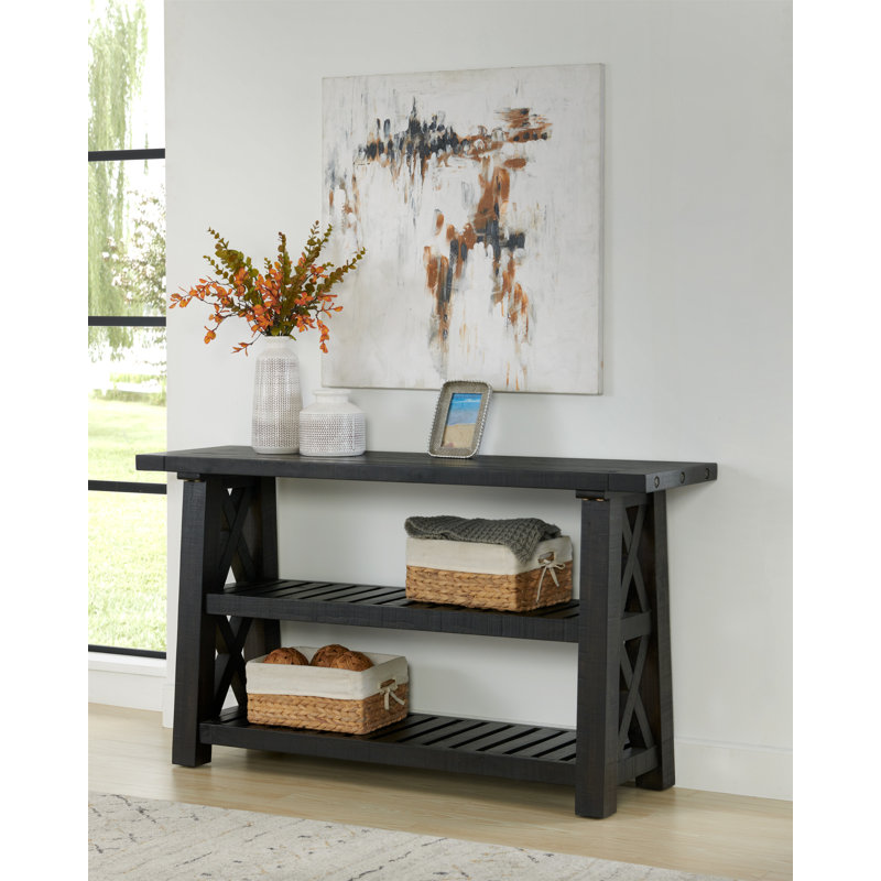 Caberfae 55'' Solid Wood Console Table, Black Stain