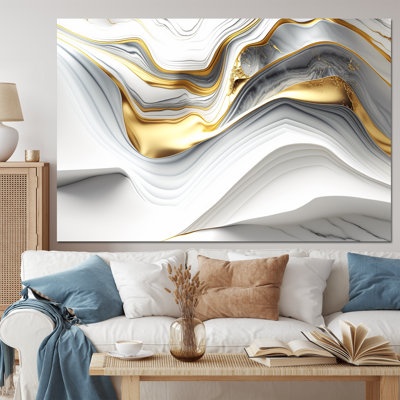 «Abstract Geode Waves Grey V», art mural abstrait sur toile