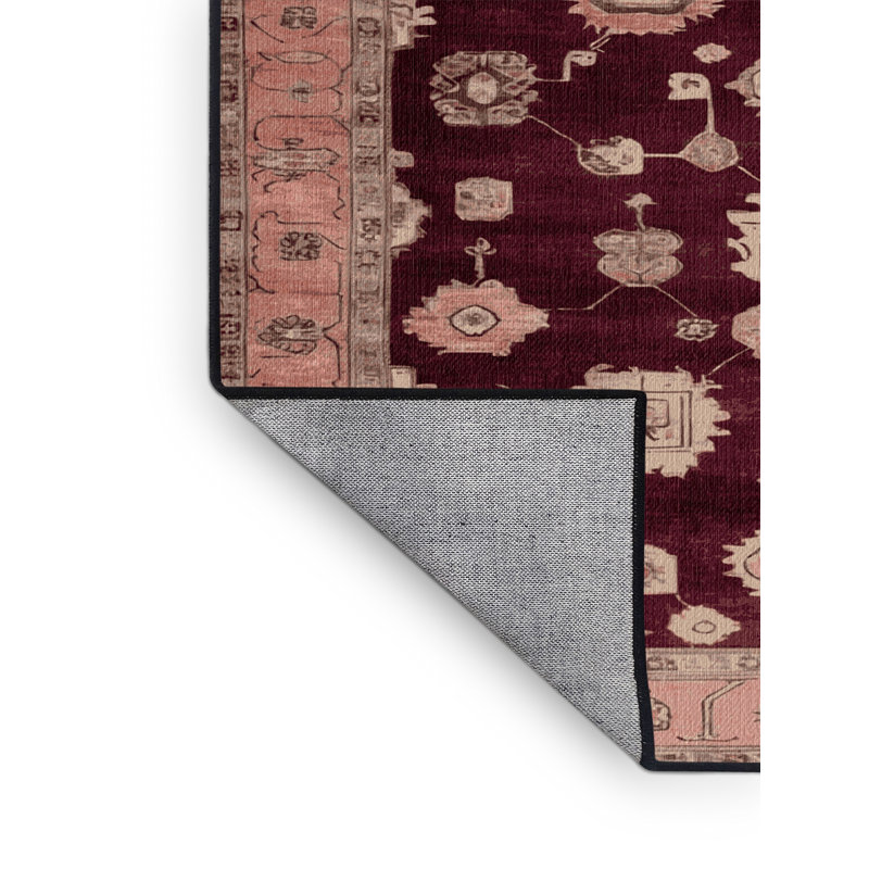 Machine Washable Overdyed Red Area Rug, Square 7'