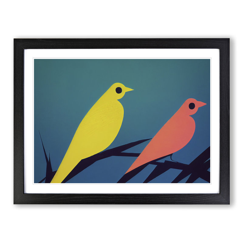 Incredible Abstract Birds - Single Picture Frame Print, Black, 46cm H x 64cm W x 2cm D