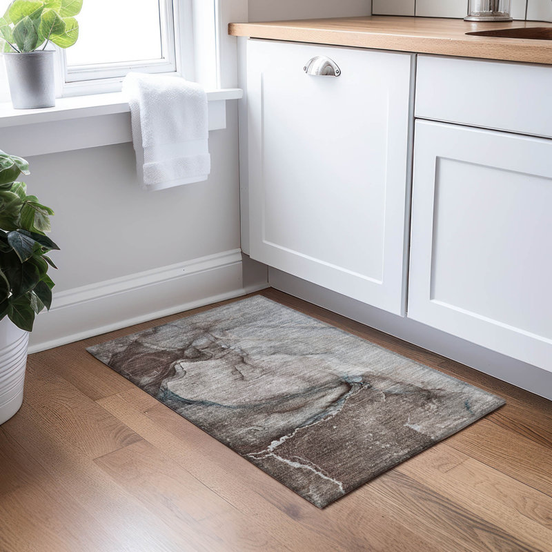 Washable Abstract Indoor / Outdoor Rug, Rectangle 1'8" x 2'6"