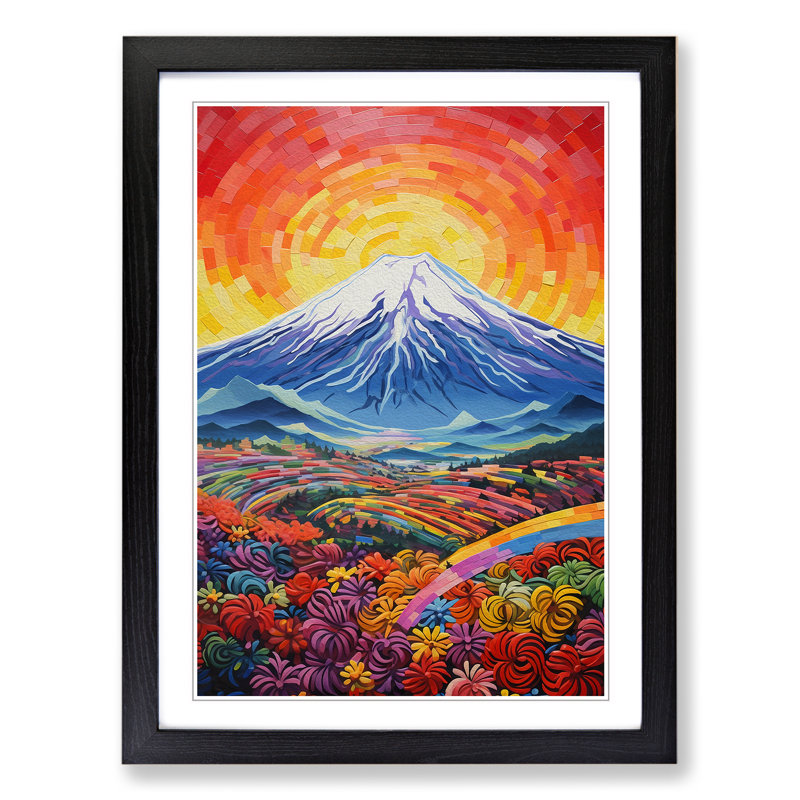Mount Fuji Colour Field Art - Framed Print, Black Framed, 46cm H x 34cm W x 2cm D