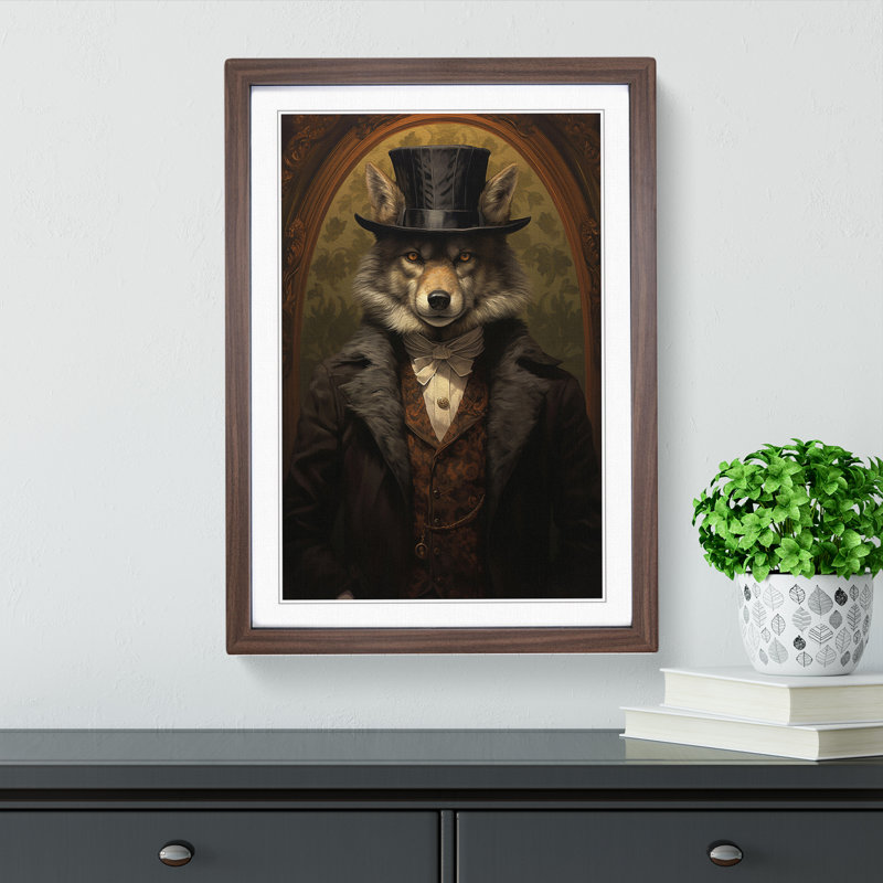 Wolf Victorian - Single Picture Frame Print on Wood, Walnut, 64cm H x 46cm W x 2cm D