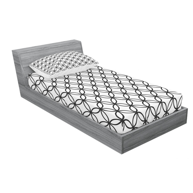 Microfiber Geometric Sheet Set, Twin XL Sheet Set with Fitted Sheet