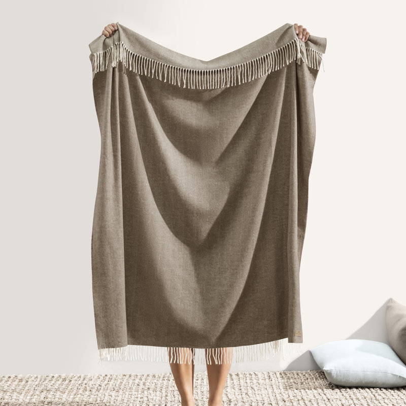 Italian Herringbone Throw Blanket, Charcoal
