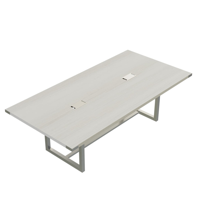 Table de conférence rectangulaire Mirella, Gris, Bois de frêne blanc