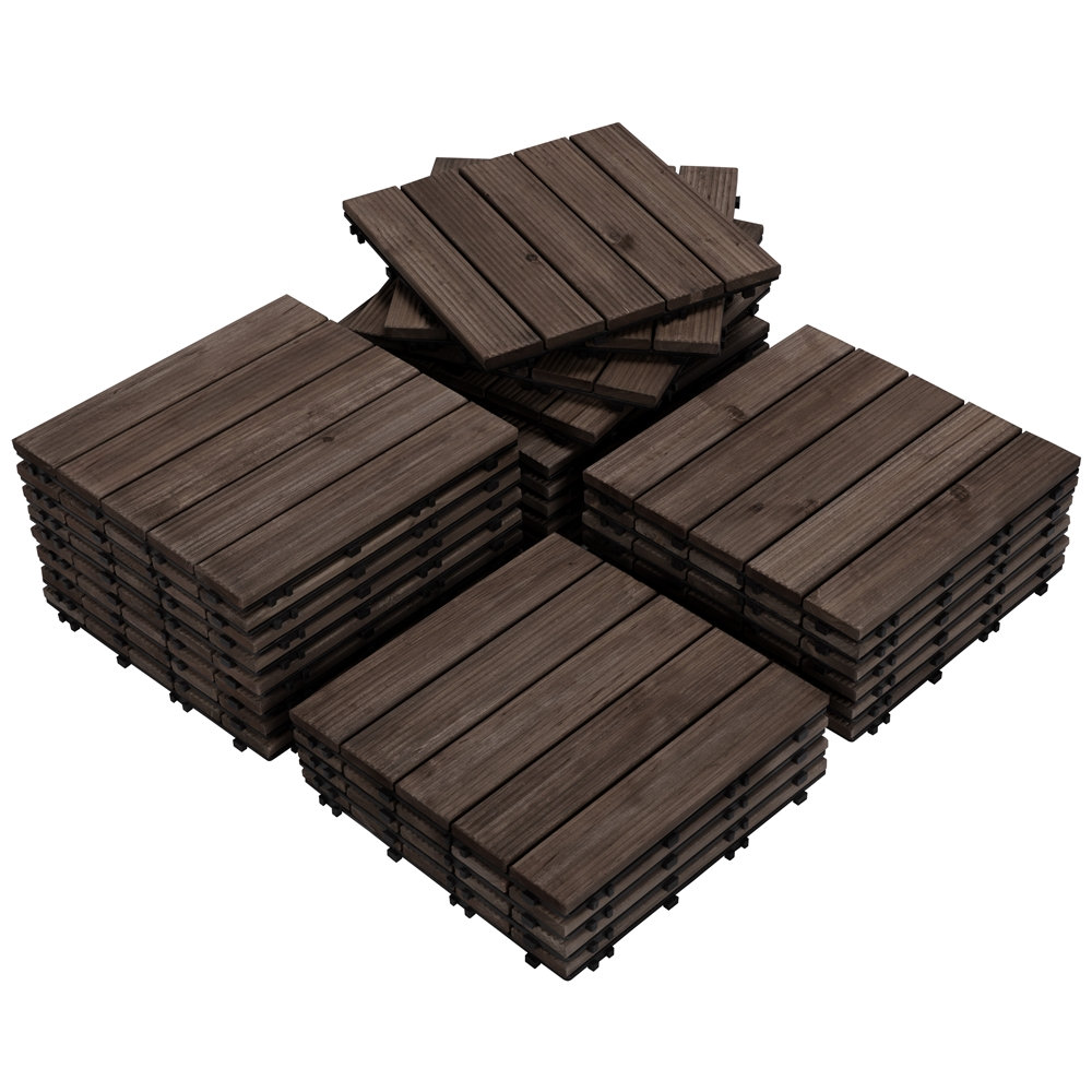 12" x 12" Fir Wood Interlocking Deck Tile