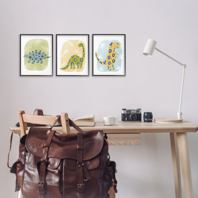  Three Patterned Dinosaurs 3 PC Giclee Art Set by Lisa Nohren