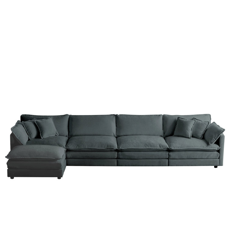 Canapé modulaire moderne en forme de U: 5 places avec chenille grise pour une vie confortable: canapé
