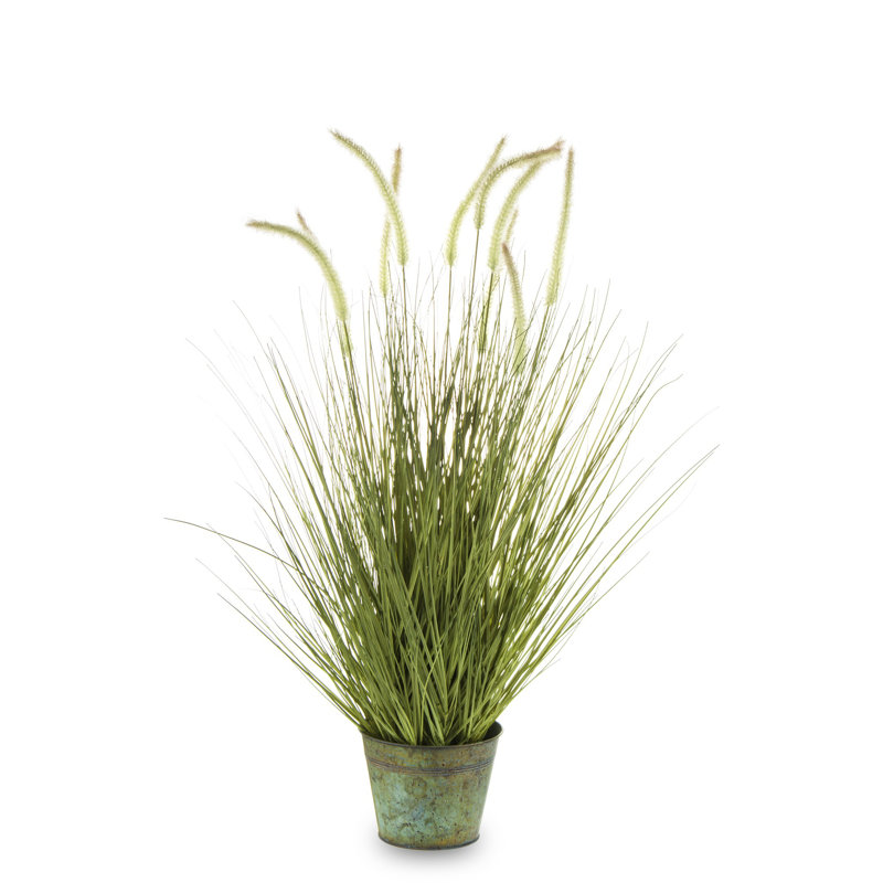 90cm Faux Evergreen Grass in Metal Pot