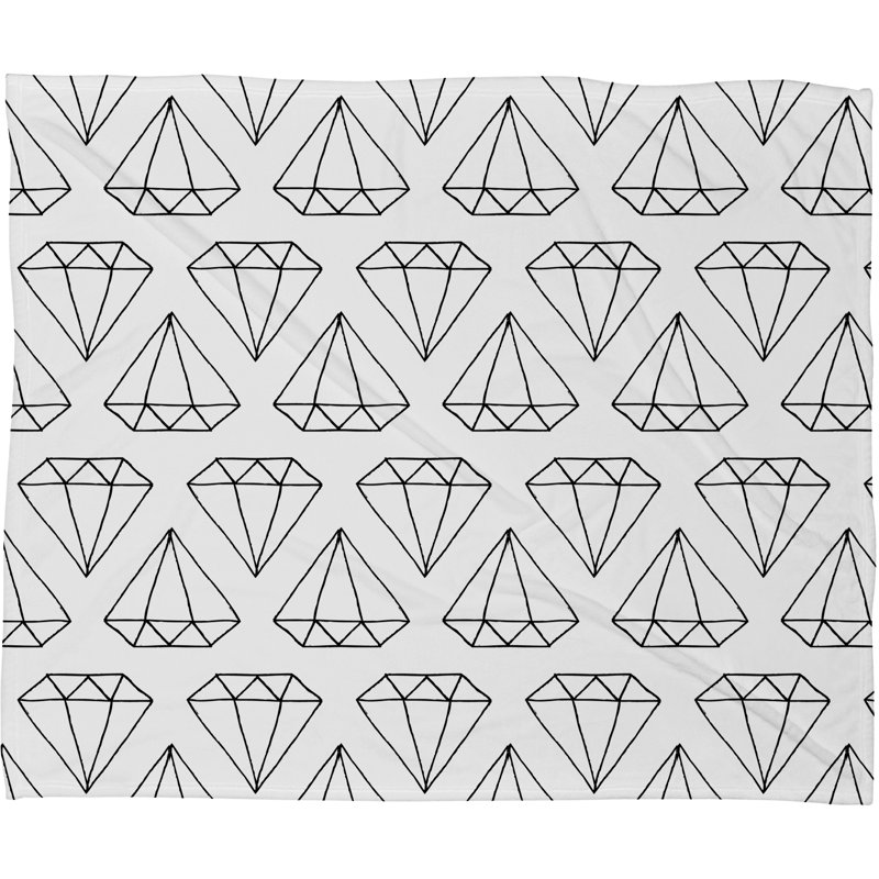 Wesley Bird Throw Blanket, White Diamond Print, Large