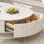 French cream style oval rock slab coffee table