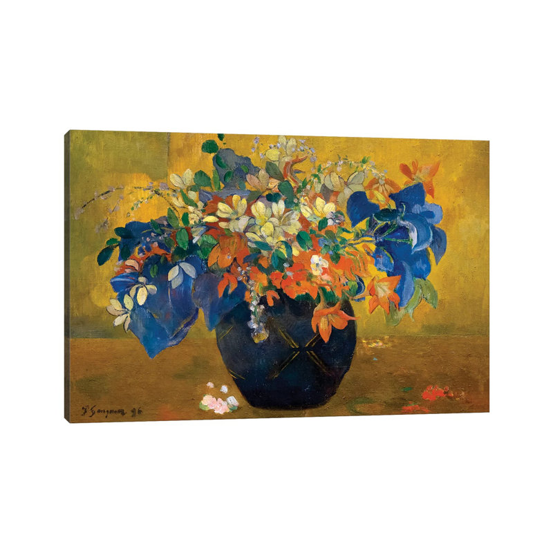 A Vase Of Flowers, 1896 by Paul Gauguin - Painting on Canvas, 20.32cm H x 30.48cm W x 1.91cm D, Wrapped Canvas