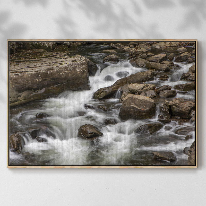 " Rushing Calm ", 41" H x 27" W x 2" D, Natural Wood Framed