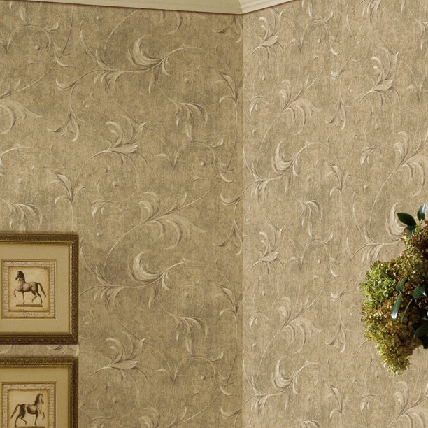 Rouleau de papier peint lisse L 33 pi x l 20,5 po Eglina, Taupe