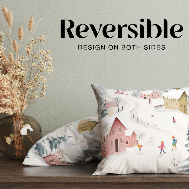 Housse de coussin Winter Winter Village, H 16 po x l 16 po