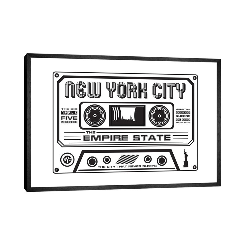 New York City Cassette by Benton Park Prints - Print on Canvas, Black Framed, 66.04 cm H x 45.72 cm W