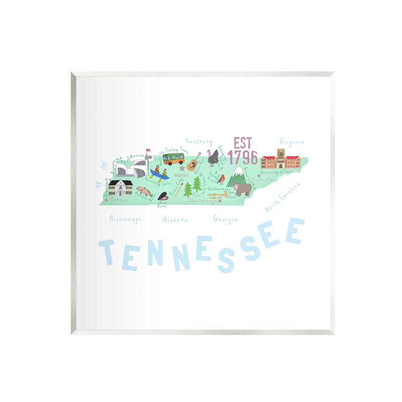 Au-620, estampe numérique du Tennessee, impression visuelle, Mdf, L 12 po x H 12 po x P 0,5 po