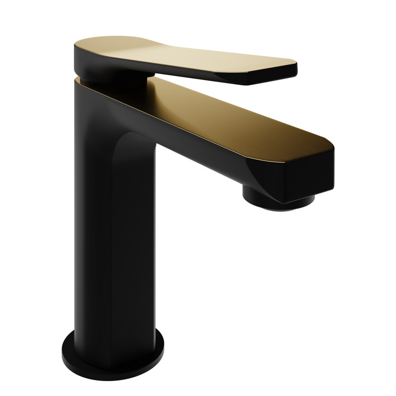 Single-Hole Single-handle Bathroom Faucet with Drain Assembly, Matte Black/Brushed Gold
