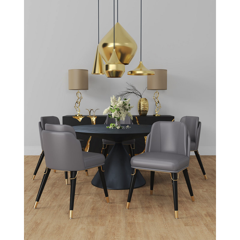 Chaise en cuir Estelle, Gris