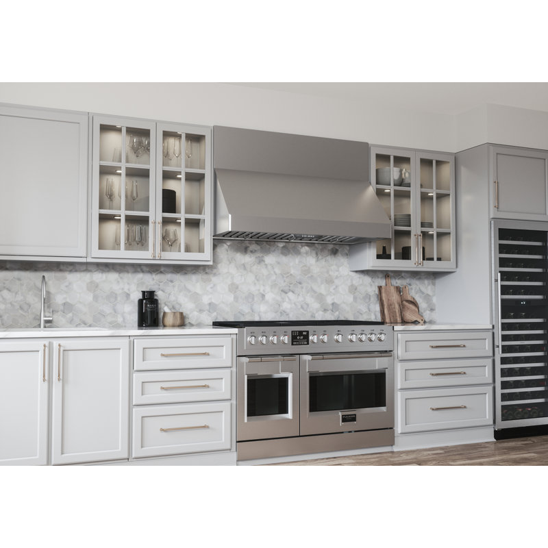 Zephyr Tempest II 30" 650 CFM Wall Mount Range Hood with LED Light in Stainless Steel, 48"