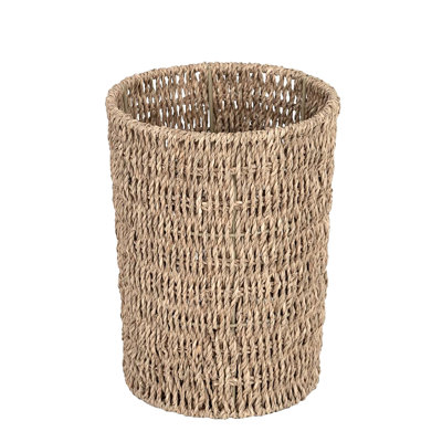 Wicker Waste Basket, Small Trash Can, Wicker Trash Basket with Handwoven Water Hyacinth, Wicker Garbage Can for Bedroom, Bathroom