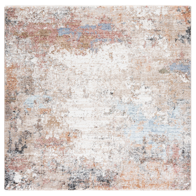 Idhika Performance Abstract Rug, Square 5'3"