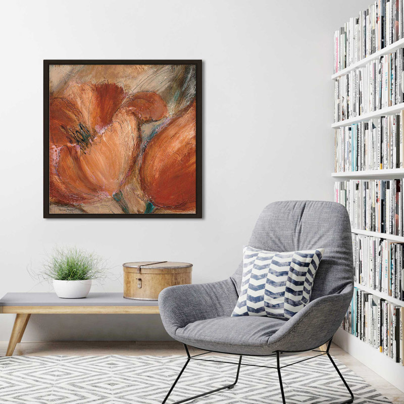 «Bold And Sassy I» (imprimé carré), Cadre flottant espresso, H 27,5 po x l 27,5 po x P 2 po