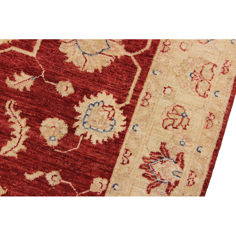 Tapis oriental jaune / rouge / beige en laine noué à la main 3 pi 3 po x 4 pi 10 po Baccio