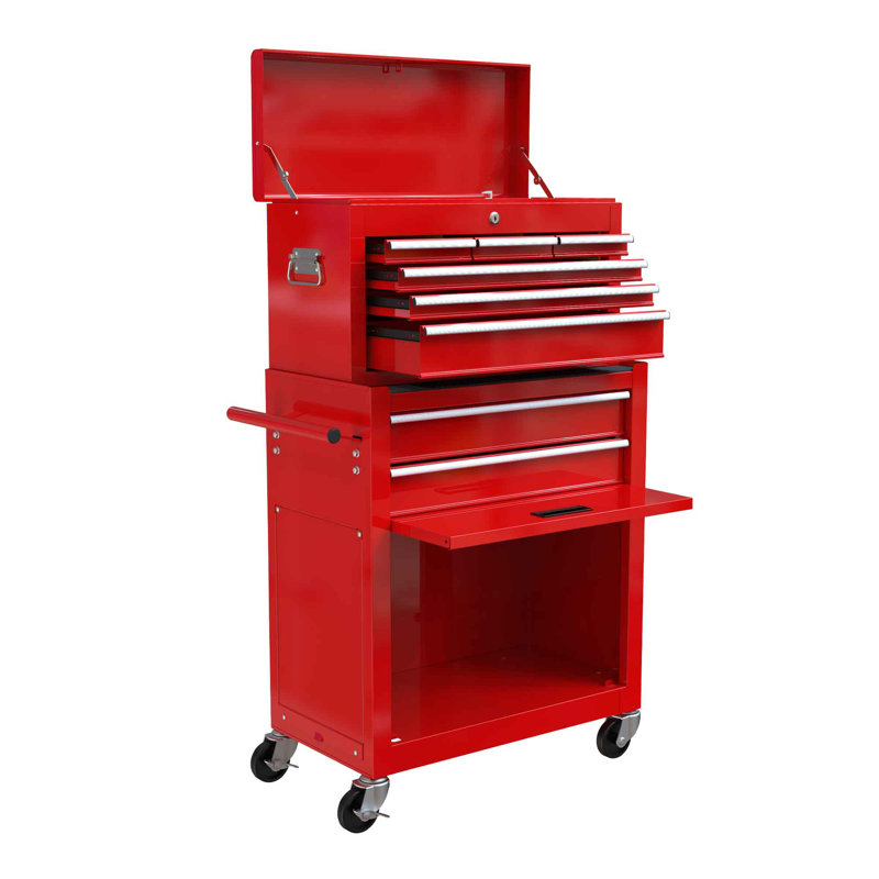 24.2'' W Steel Rolling Combination Set 8-Drawer Tool Chest with Wheels, Red