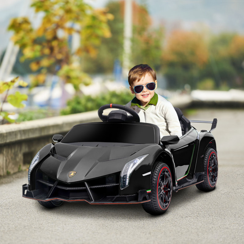 Black 12V Lamborghini Veneno Kids Ride-On Car with Remote Control