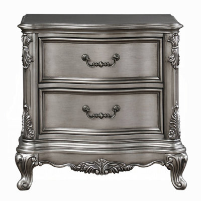 Ariadne 2-Drawer Nightstand in Antique Platinum