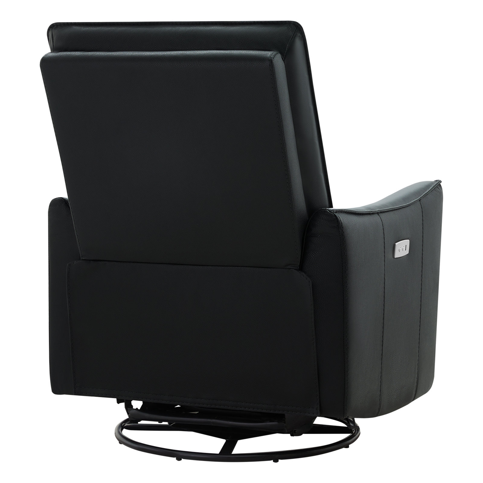 Gabi Swivel Glider Power Recliner, Florida Black Top Grain Genuine Leather