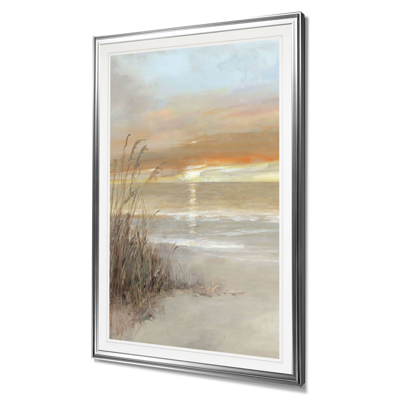 " Malibu Sunset ", 24" H x 20" W x 1.5" D, Silver Frame