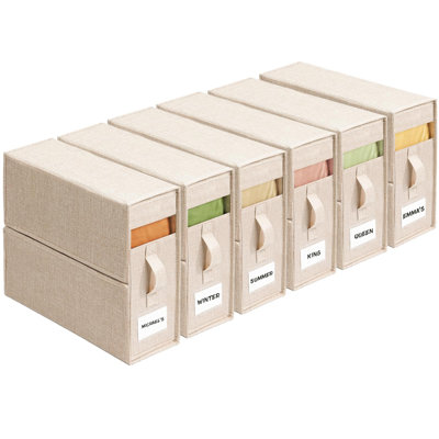 Sheet Organizers and Storage for Linen Closet, 6Pack Beige
