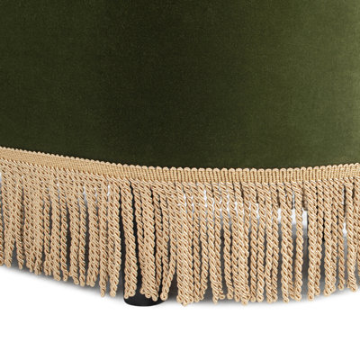 Oval Tufted Bullion Fringe Storage Bench