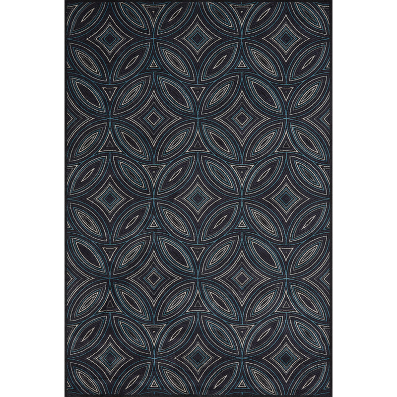 Tapis noir / gris à motif géométrique, Rectangle 10 pi x 13 pi 2 po