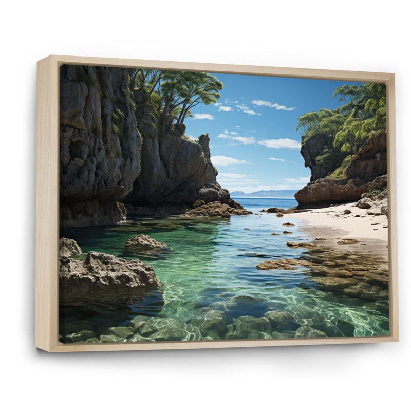Allanna Beach Rocky Retreat II - impression, H 16 po x l 32 po x P 1 po, Cadre naturel flottant