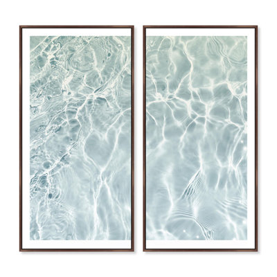 Oliver Gal Calming Waves Clear Diptych Coastal - High-Gloss Gel Framed Canvas Art