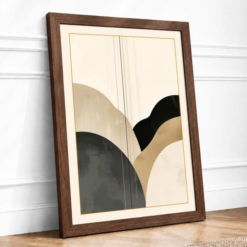 Layered Forms Minimalist - Framed Print, Walnut, A3 - 42.0 x 29.7 cm