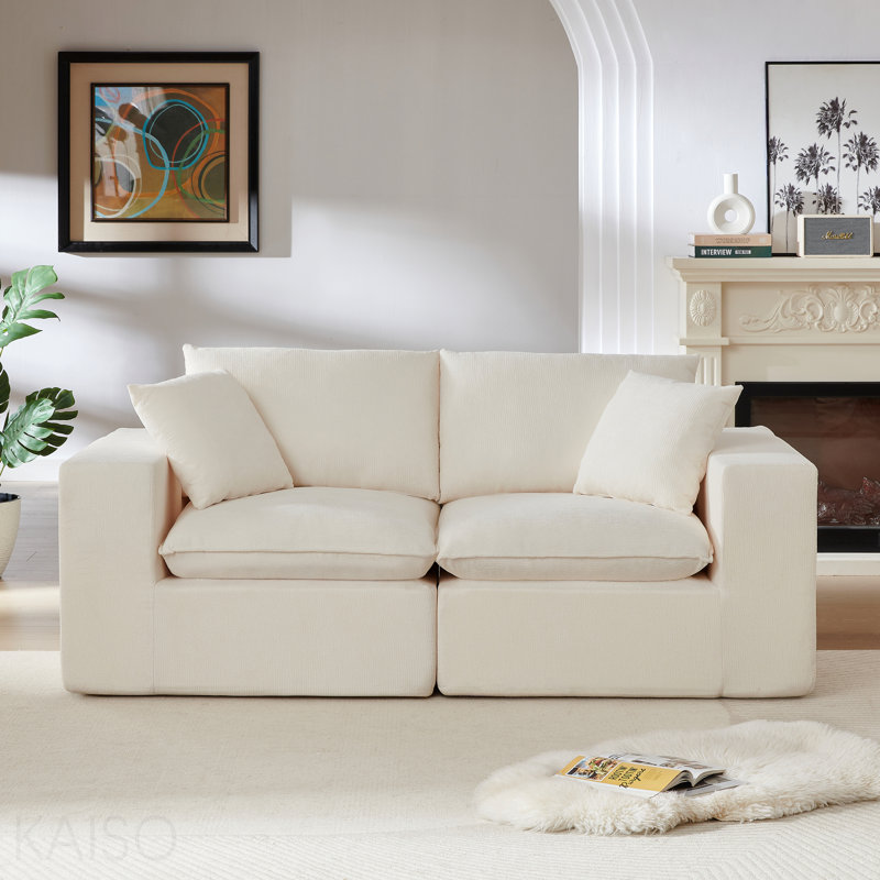 Canapé moderne en nuage de chenille, librement combinable, confortable pour s'asseoir, Blanc