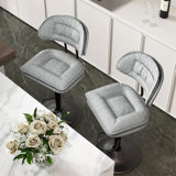 Bergess Swivel Upholstered Adjustable Height Counter Stool with Metal Frame