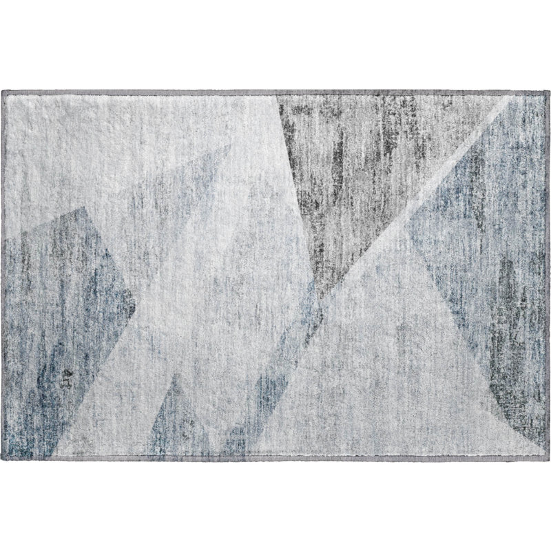 Premium Machine Washable Prisco Sky Rug, Rectangle 1'8" x 2'6"