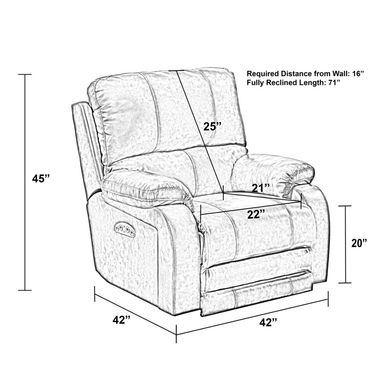 Fauteuil inclinable électrique en cuir Thornton, Similicuir noir, Oui