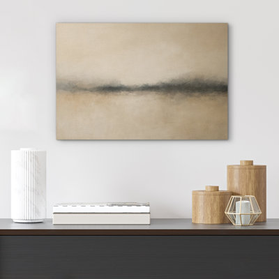 «Soft Neutral Horizon Minimalist Landscape», reproduction d'art sur toile encadrée
