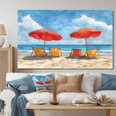 Red Blue Italian Beachside Escape - Beach Wall Decor